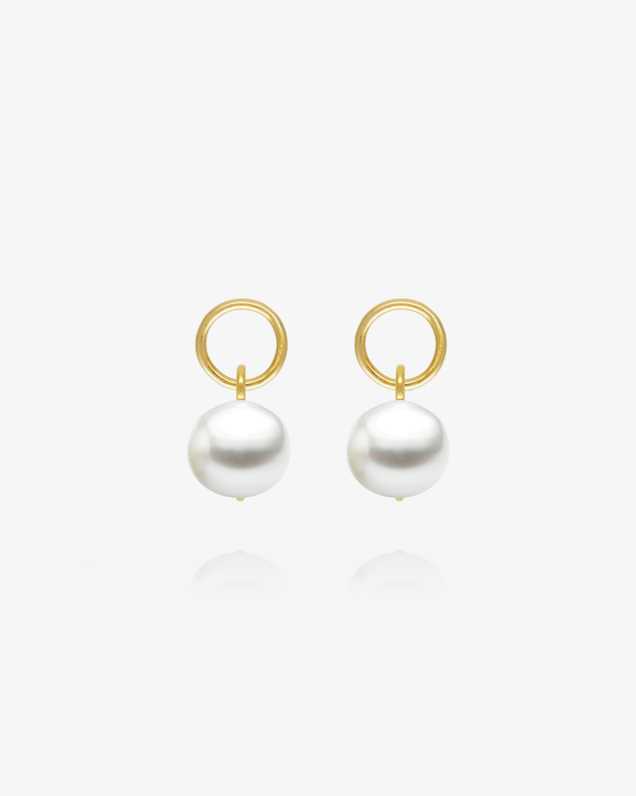 Freshwater Pearl Hoop Earring Charms - 14k Yellow Gold Fill