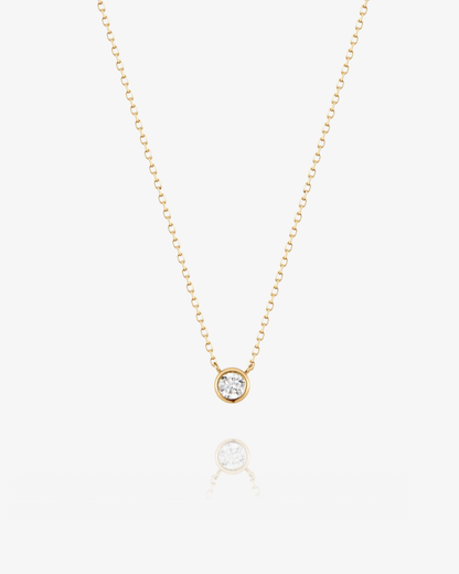 PRE-ORDER: 3mm Lab-Grown Diamond Bezel Necklace - 14k Solid Gold