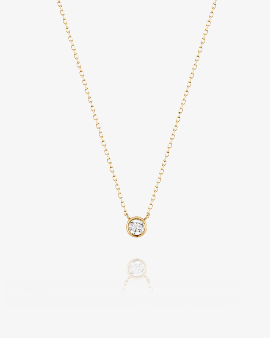 3mm Lab-Grown Diamond Bezel Necklace - 14k Solid Gold