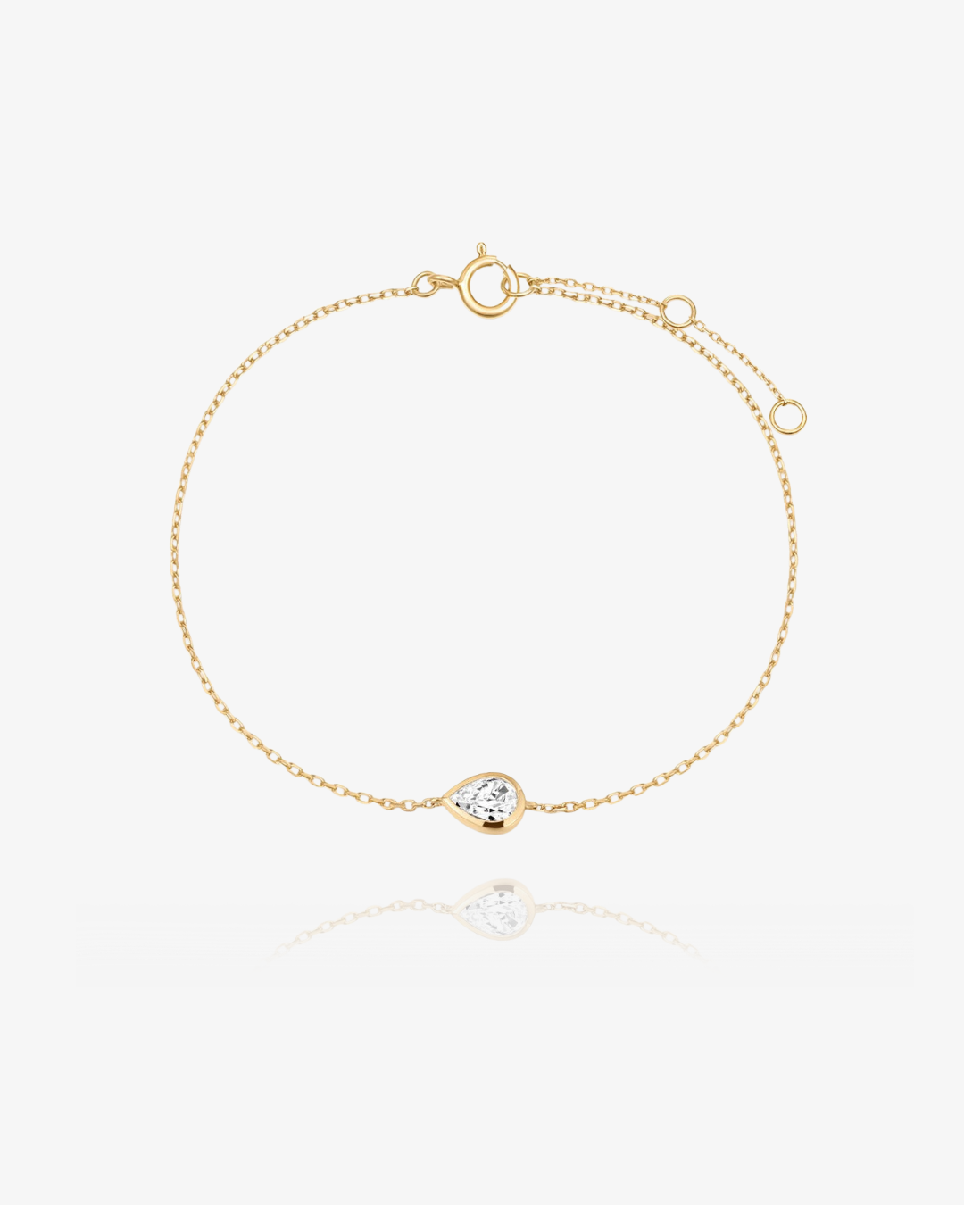 PRE-ORDER: Lab-Grown Pear Diamond Bezel Bracelet - 14k Solid Gold