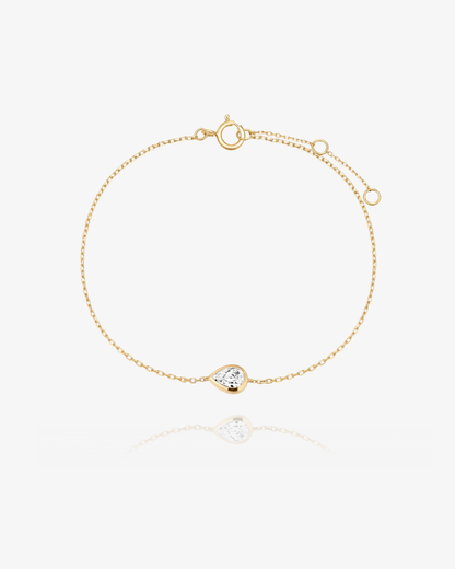 PRE-ORDER: Lab-Grown Pear Diamond Bezel Bracelet - 14k Solid Gold