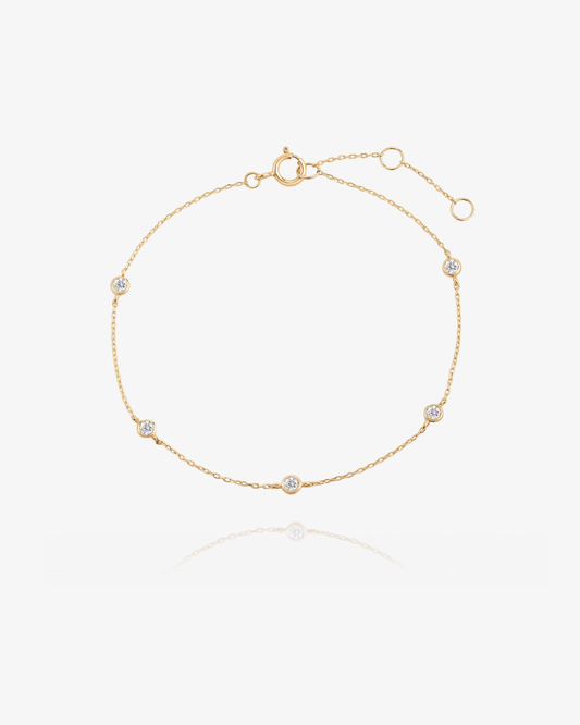 PRE-ORDER: Birthstone Bezel Bracelet - 14k Solid Gold