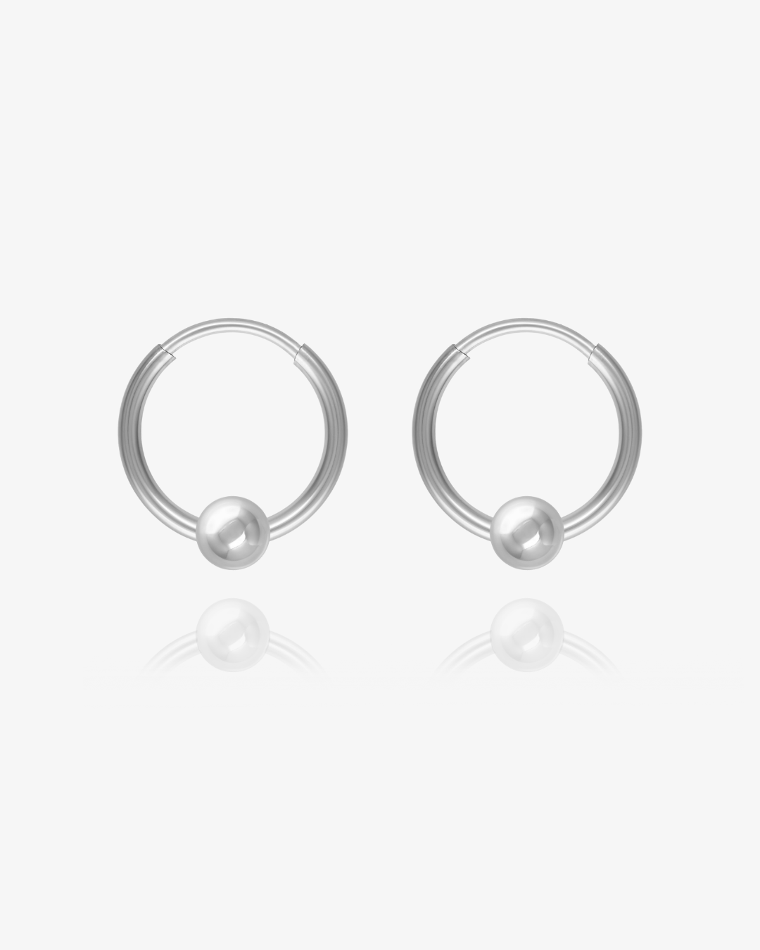 Sleeper Bead Hoop Earrings - Sterling Silver