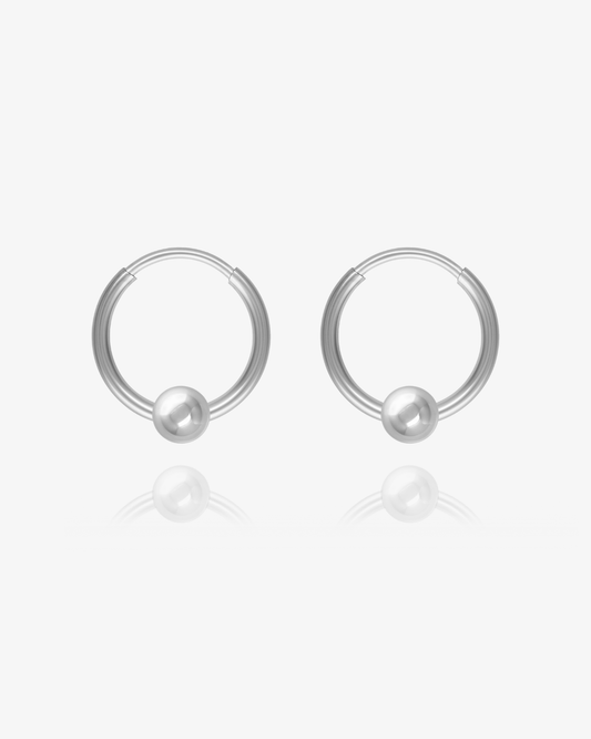 Sleeper Bead Hoop Earrings - Sterling Silver