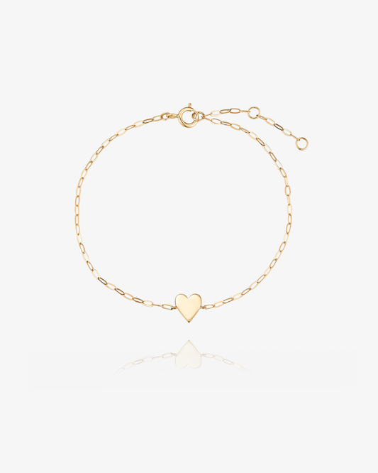 PRE-ORDER: Heart Plate Chain Bracelet - 14k Solid Gold