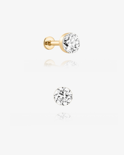 Round Lab-Grown Diamond Flatback Piercing - 14k Solid Gold