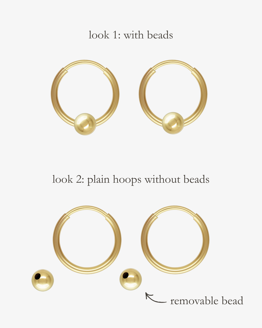 Sleeper Bead Hoop Earrings - 14k Yellow Gold Fill