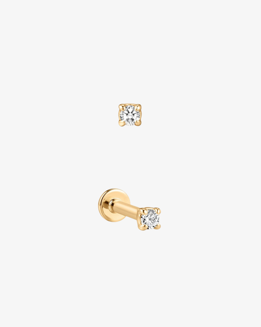 Classic Round Diamond Flatback Piercing - 14k Solid Gold