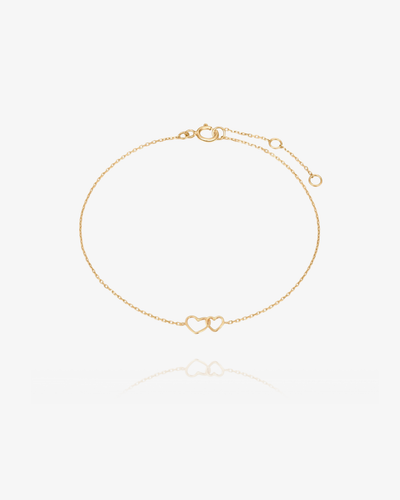 Linked Heart Bracelet - 14k Solid Gold