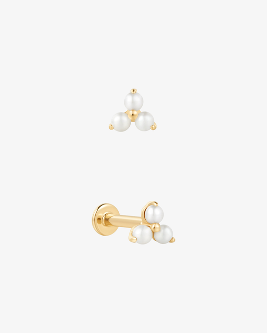 Freshwater Pearl Cluster Flat Back Piercing - 14k Solid Gold