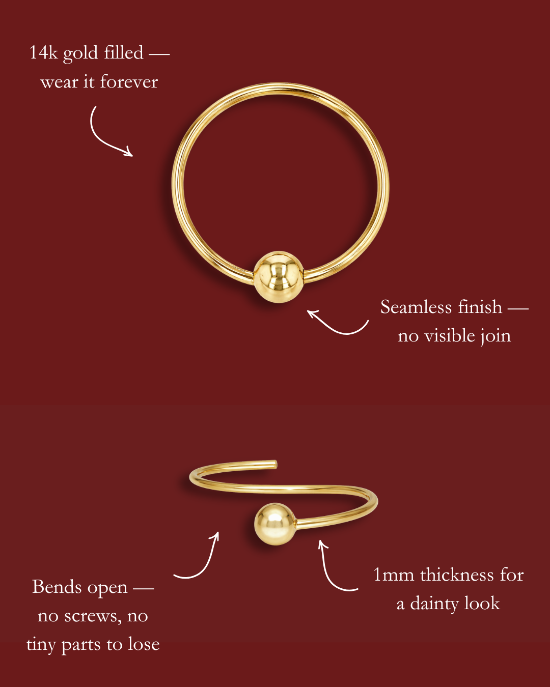 Belly Ring Hoop - 14k Gold-Filled - Waterproof & Tarnish-Resistant | The Littl