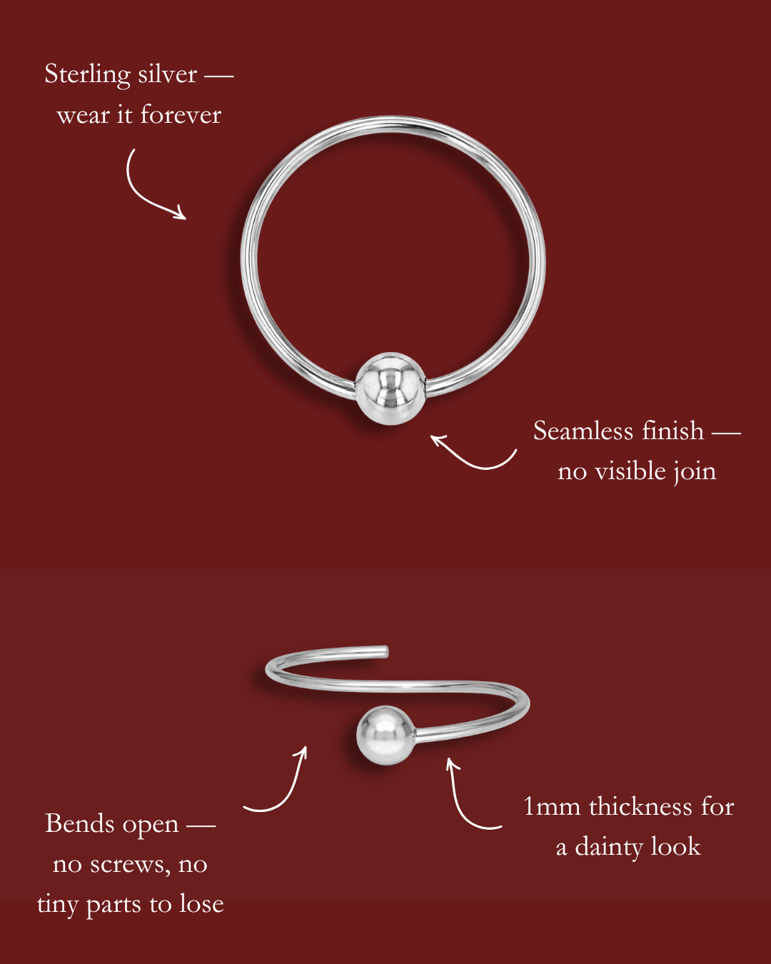 Belly Ring Hoop - Sterling Silver - Waterproof & Tarnish-Resistant | The Littl