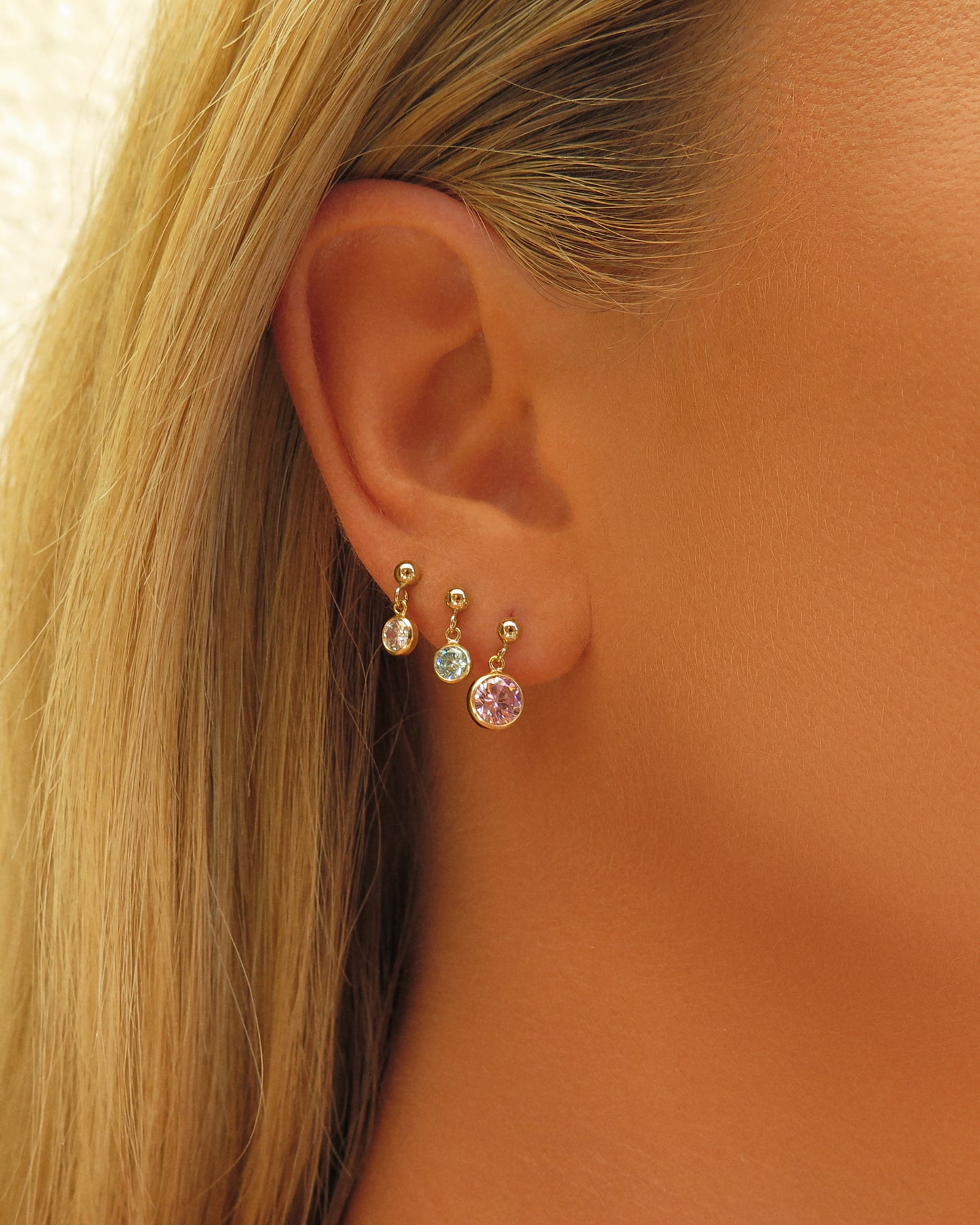 Small CZ Birthstone Stud Earrings  - 14k Yellow Gold Fill