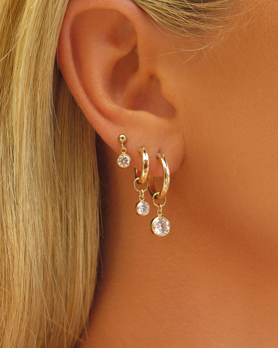 Small CZ Birthstone Stud Earrings  - 14k Yellow Gold Fill