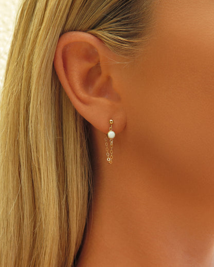 Bello Opal Chain Stud Earrings - 14k Yellow Gold Fill - The Littl | Waterproof Gold Jewellery Australia