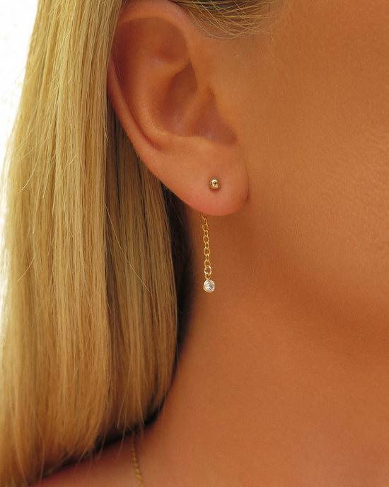 Load image into Gallery viewer, CZ Chain Drop Stud Earring Extensions
