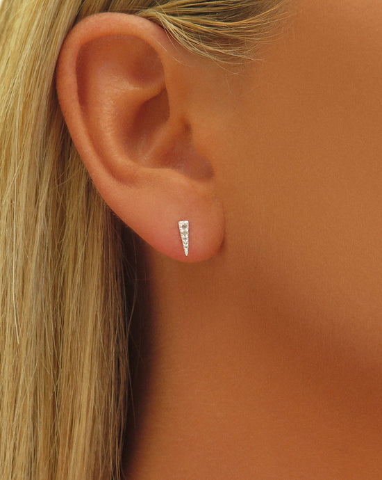 CZ Spike Stud Earrings  - Sterling Silver