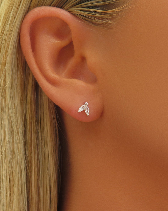 CZ Double Marquise Stud Earrings  - Sterling Silver