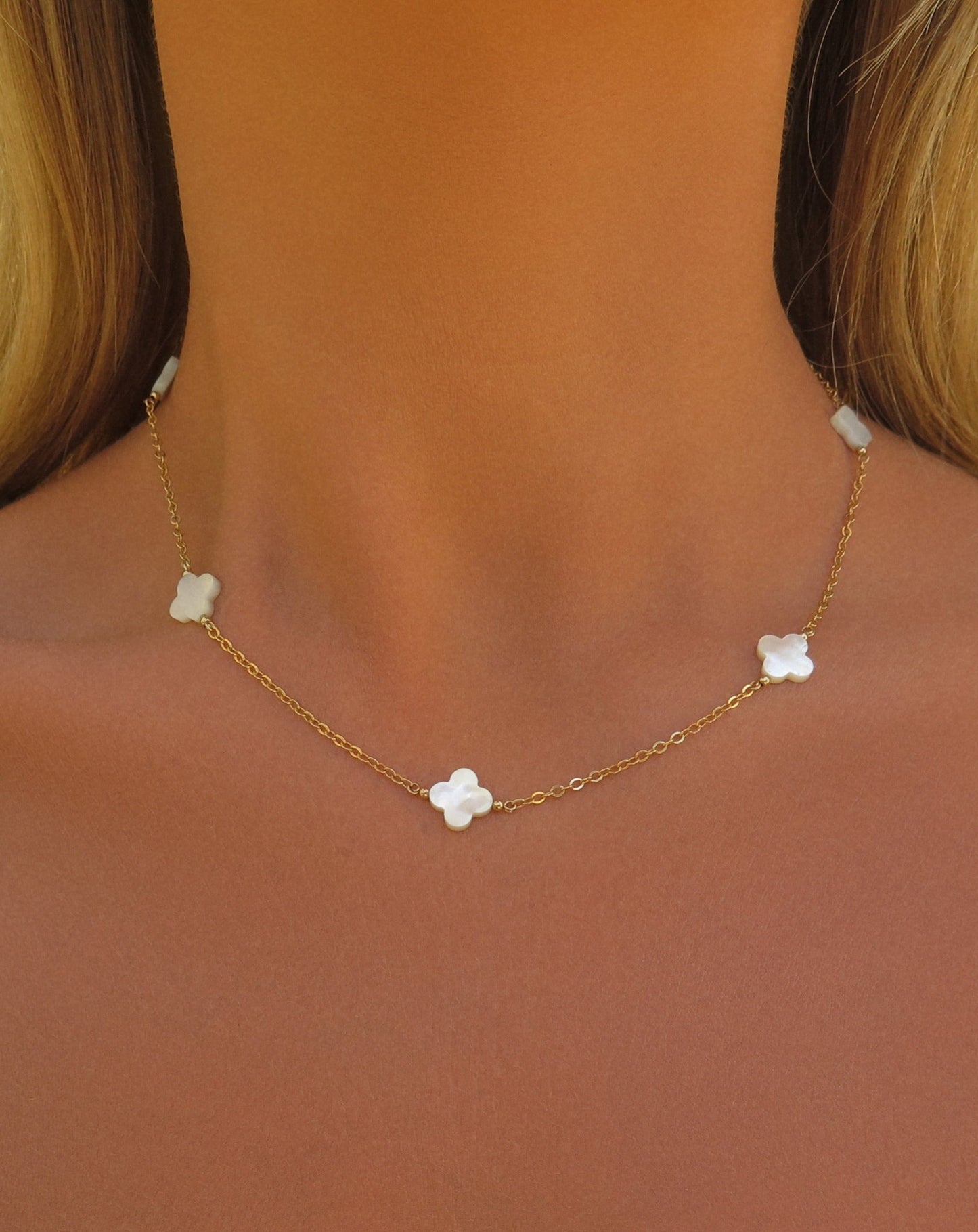Five White Clover Necklace