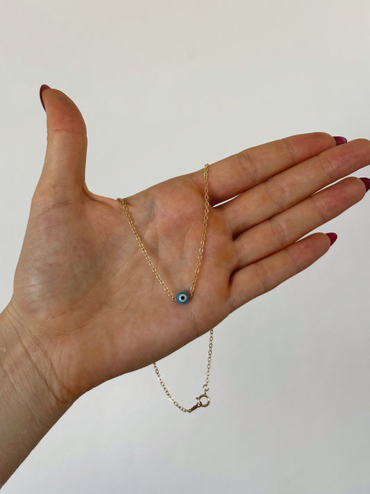 Evil Eye Necklace - 14k Yellow Gold Fill