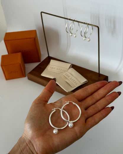Freshwater Pearl Hoop Earrings - Sterling Silver - Waterproof & Tarnish-Resistant | The Littl