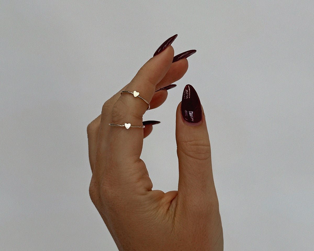 Mini Heart Ring Close-Up - 14k Gold-Filled | The Littl