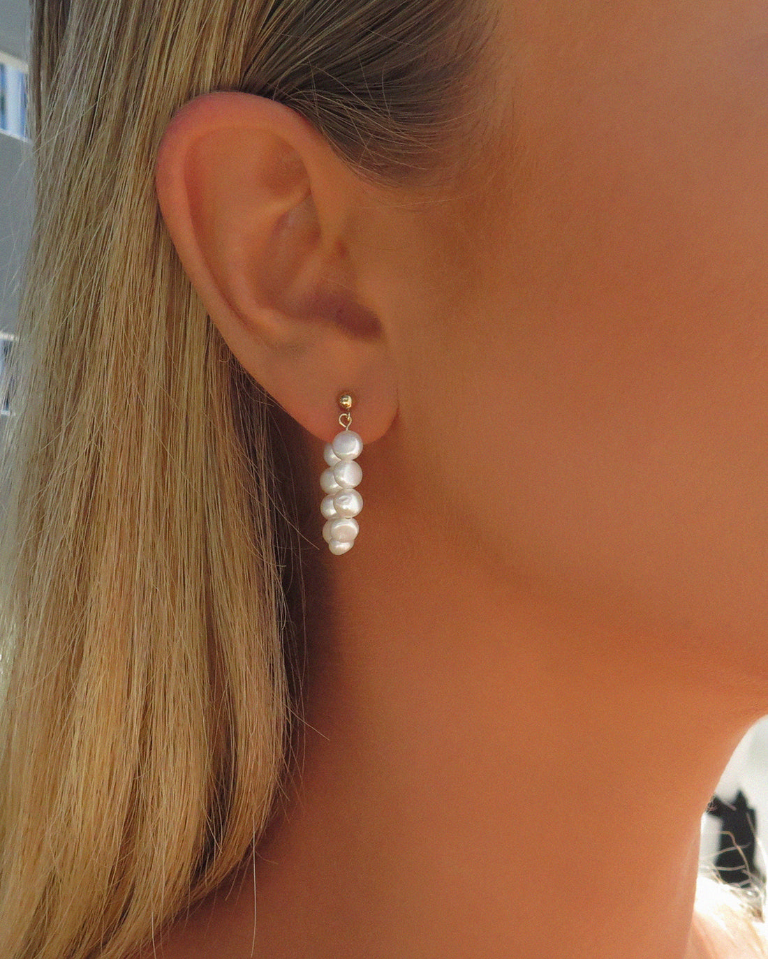 Freshwater Pearl Beaded Hoop Earrings - 14k Yellow Gold Fill