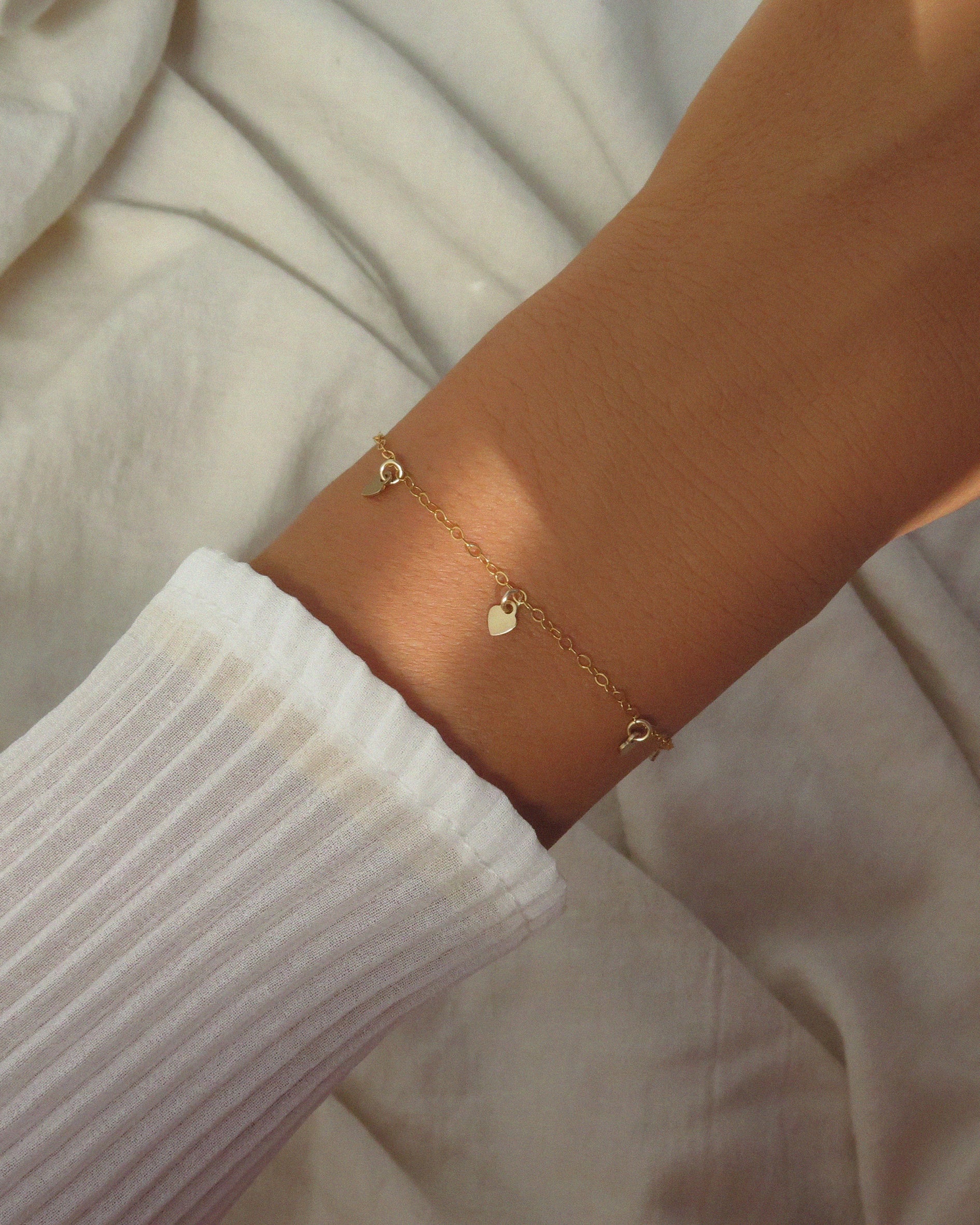 Five Mini Heart Bracelet - The Littl | Waterproof Gold Jewellery Australia