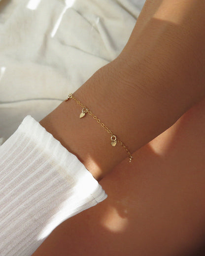 Five Mini Heart Bracelet - The Littl | Waterproof Gold Jewellery Australia