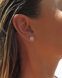 CZ Disc Stud Earrings - Sterling Silver - The Littl | Waterproof Gold Jewellery Australia
