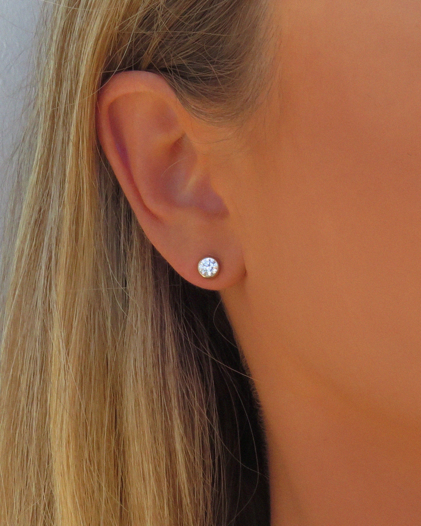 CZ Stud Earrings - 14k Yellow Gold Fill