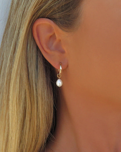 Pearl Hoop Earrings - 14k Gold-Filled - Waterproof & Tarnish-Resistant | The Littl