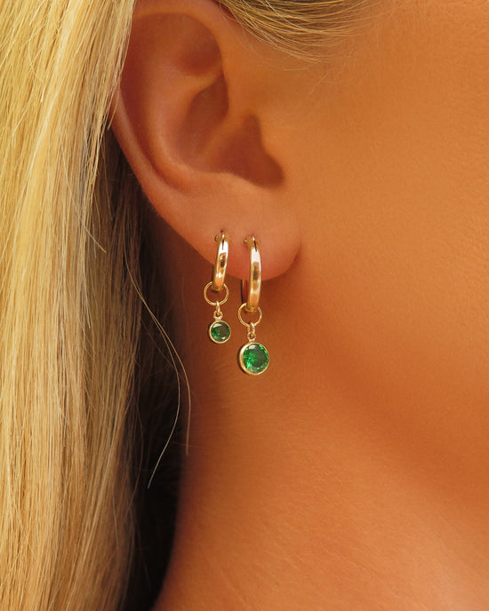 Birthstone Thick Hoop Earrings  - 14k Yellow Gold Fill