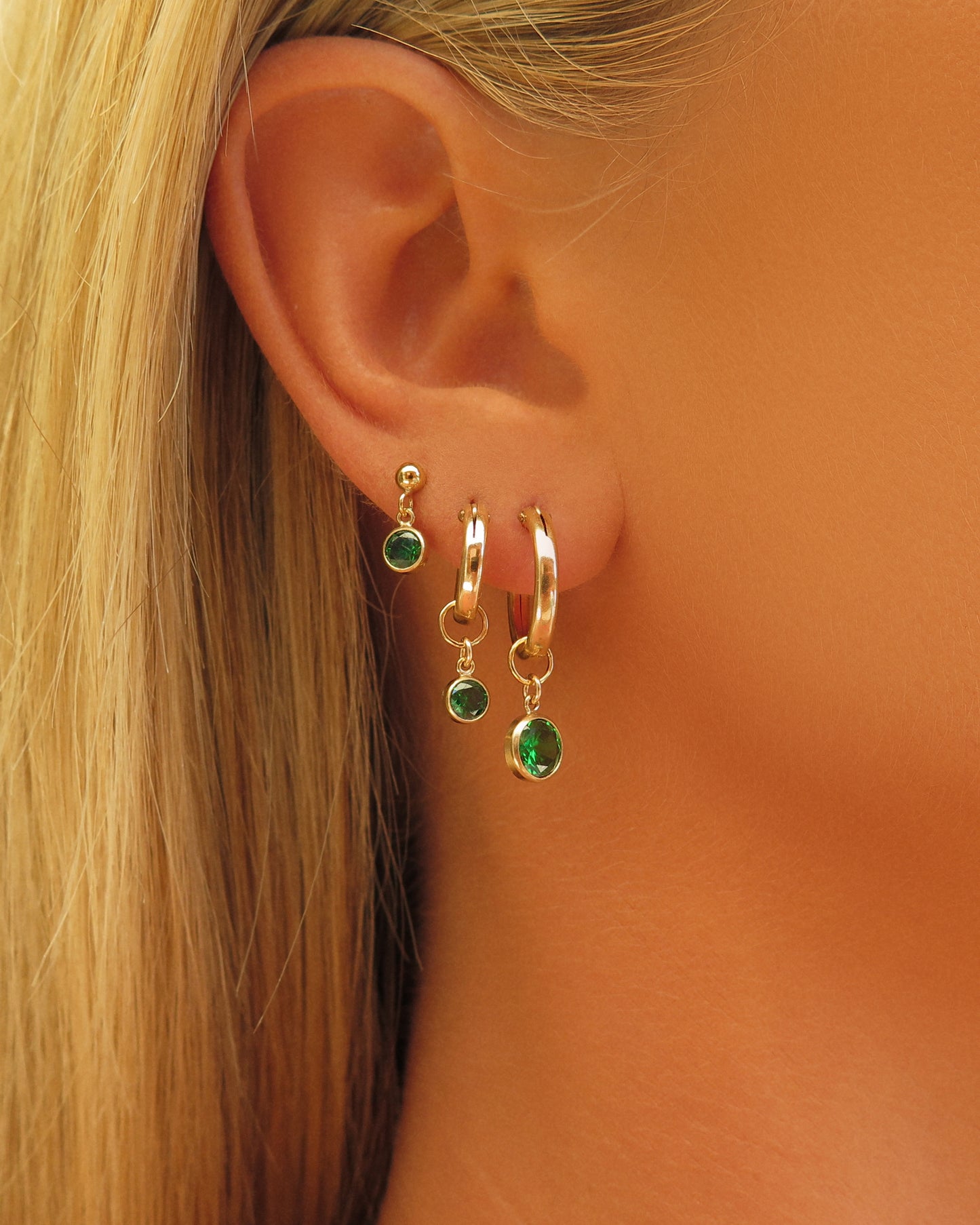 Small CZ Birthstone Stud Earrings  - 14k Yellow Gold Fill