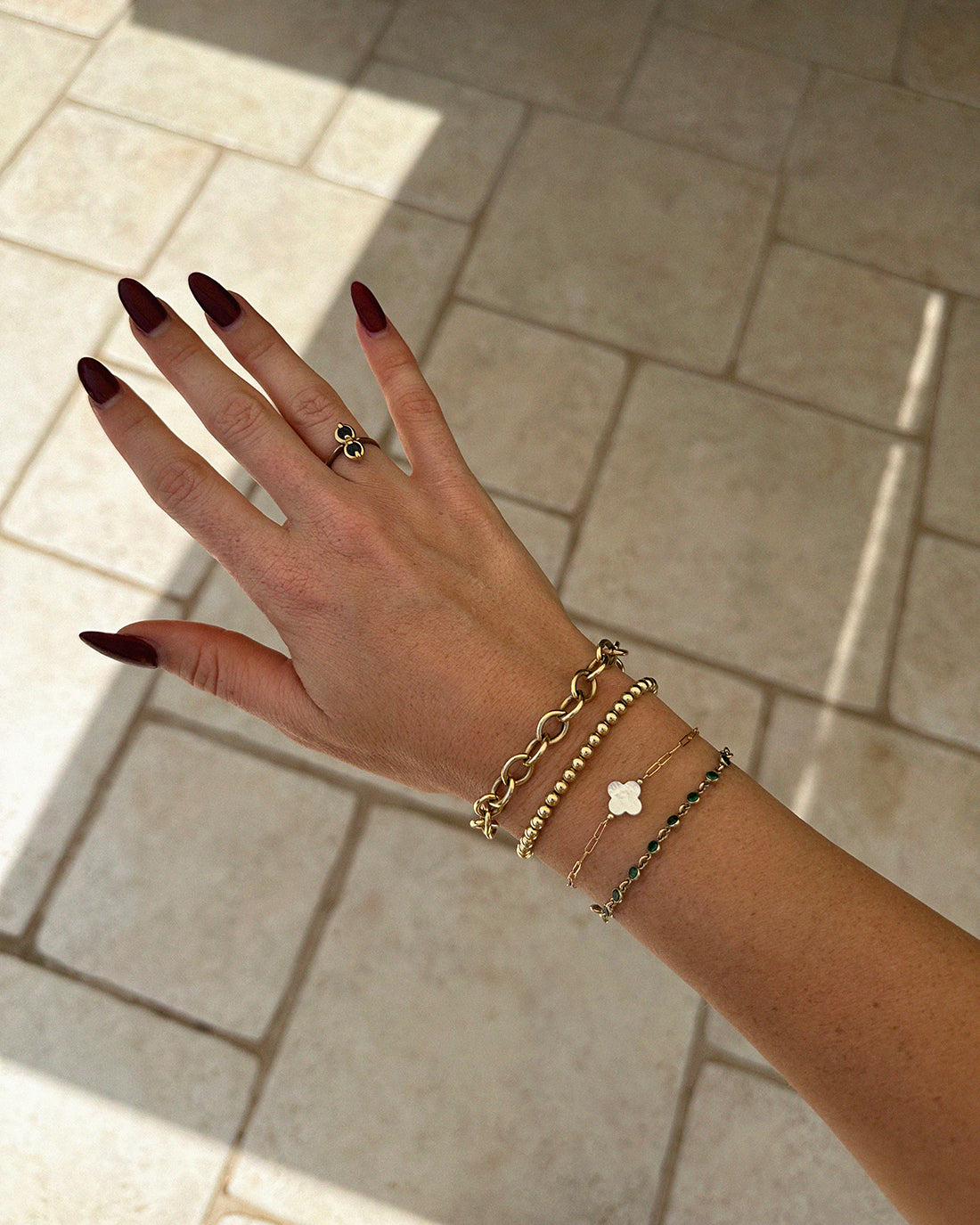 Large Beaded Bracelet - 14k Rose Gold-Filled - Side View | The Littl