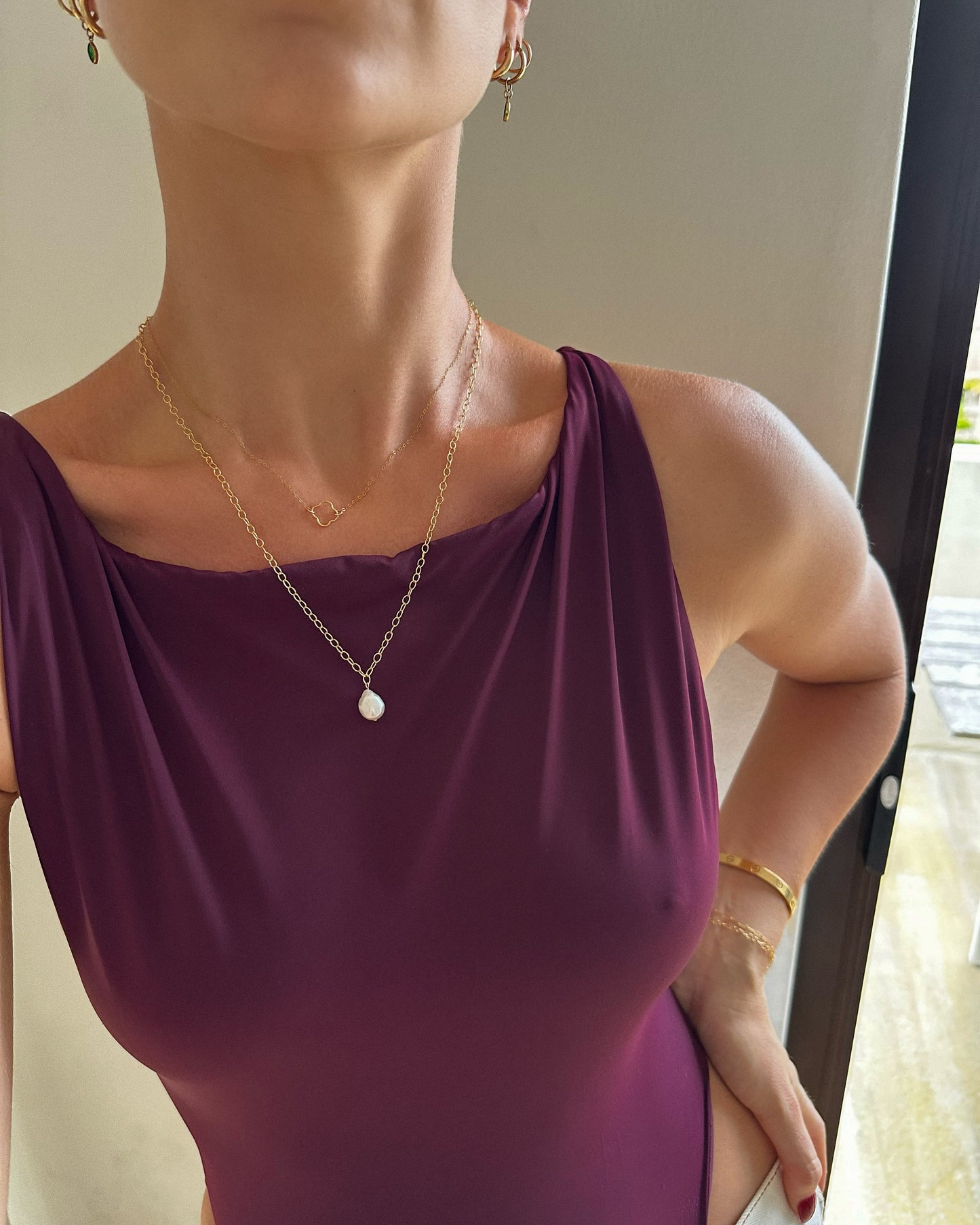 Large Freshwater Pearl Necklace - 14k Yellow Gold Fill