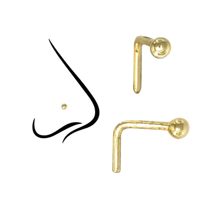 Ball Nose Ring - 14k Solid Gold