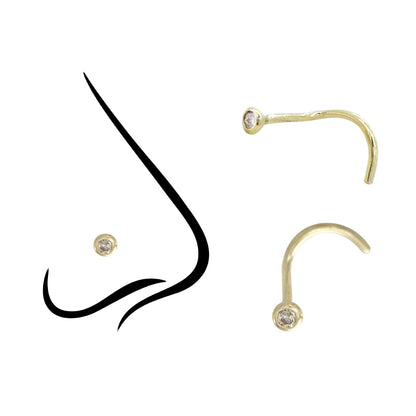 CZ Nose Ring - 14k Solid Gold
