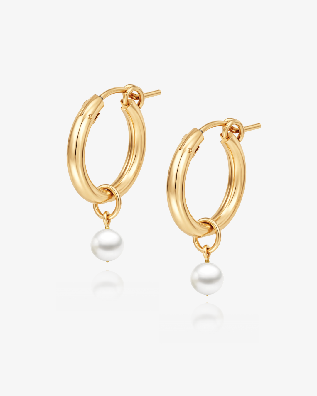 Freshwater Pearl Thick Hoop Earrings - 14k Gold-Filled - Hypoallergenic & Waterproof | The Littl