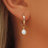 White CZ Thick Hoop Earrings - 14k Yellow Gold Fill