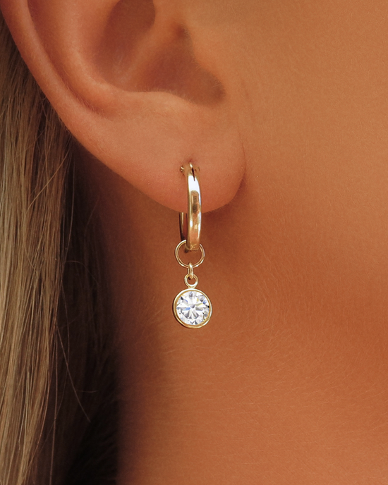Birthstone Thick Hoop Earrings  - 14k Yellow Gold Fill