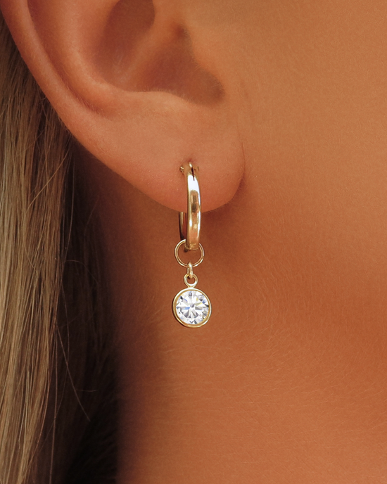 White CZ Thick Hoop Earrings