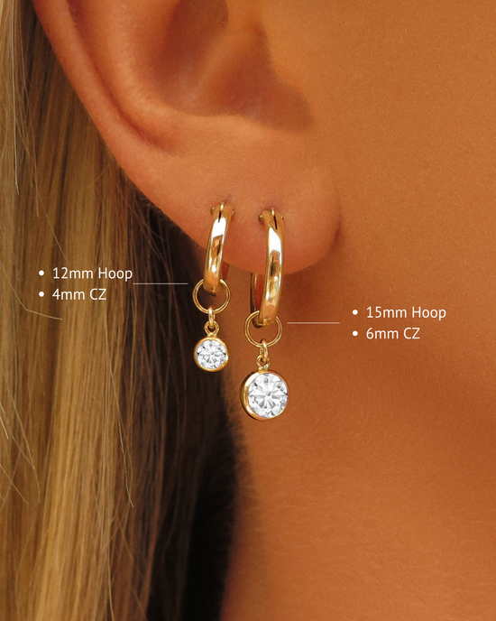 Birthstone Thick Hoop Earrings  - 14k Yellow Gold Fill