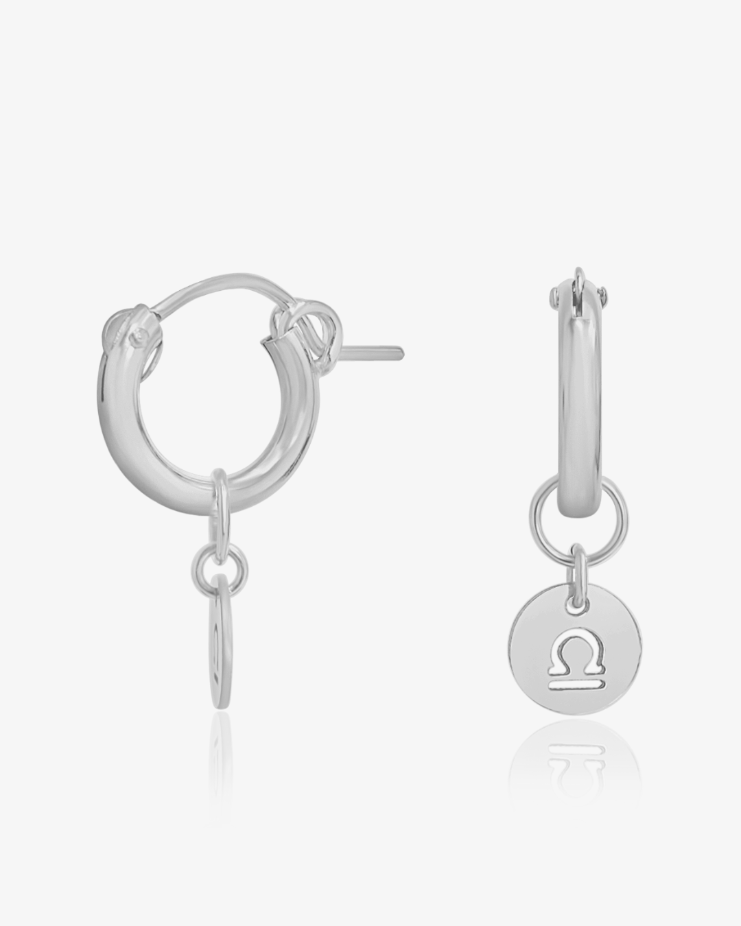Zodiac Thick Hoop Earrings - Sterling Silver