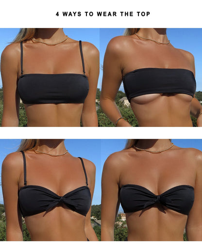 Authentic Bikini Top - Nero - Worn | The Littl