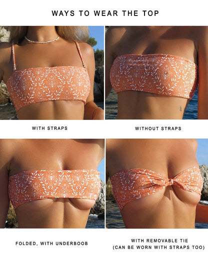Authentic Bikini Top - Tangerine - On Model | The Littl