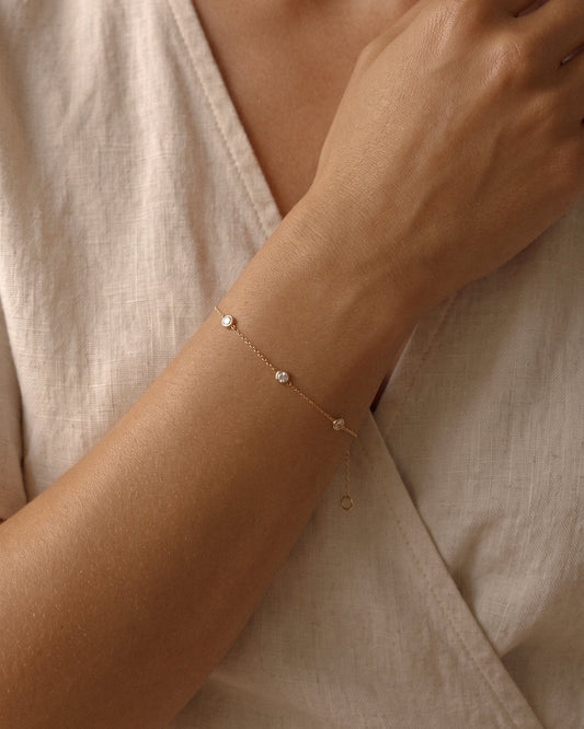 PRE-ORDER: Birthstone Bezel Bracelet - 14k Solid Gold