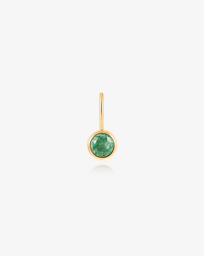 Birthstone charm in 14k solid gold with an emerald