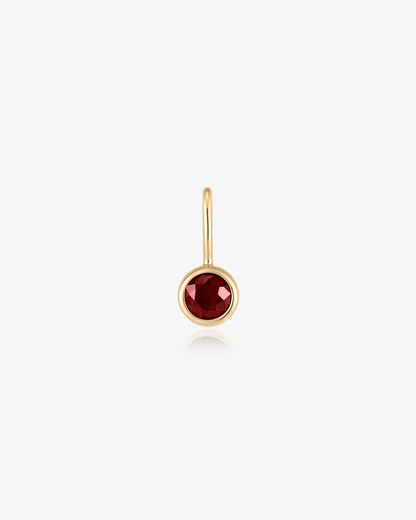 Birthstone charm in 14k solid gold with a garnet