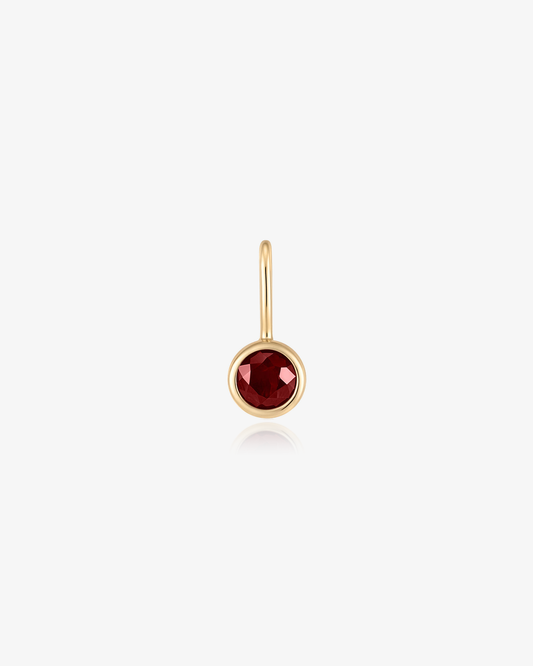 Birthstone charm in 14k solid gold with a garnet